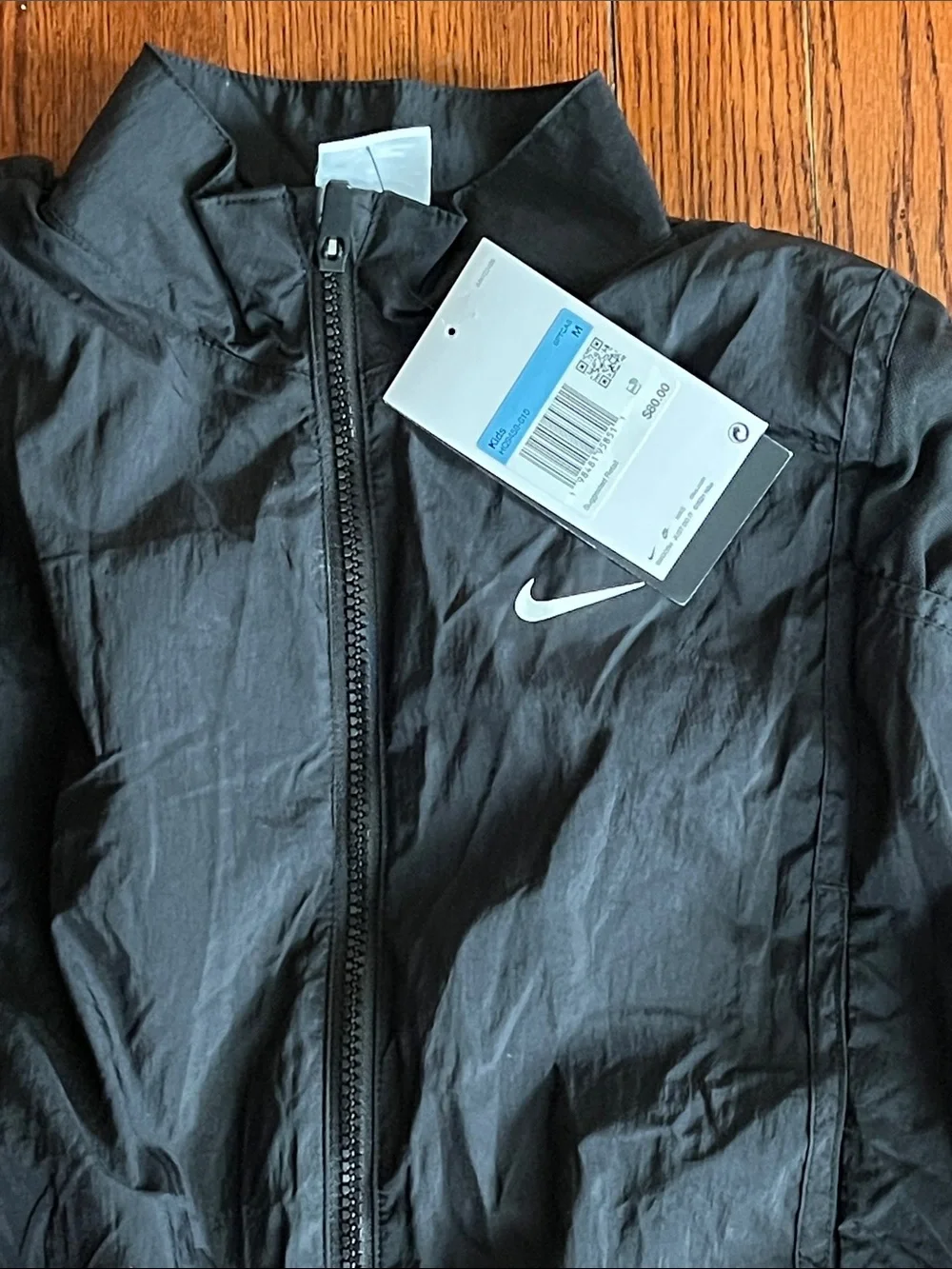 Nike Black Cropped Bomber Jacket with Drawcord Hem girl medium size
